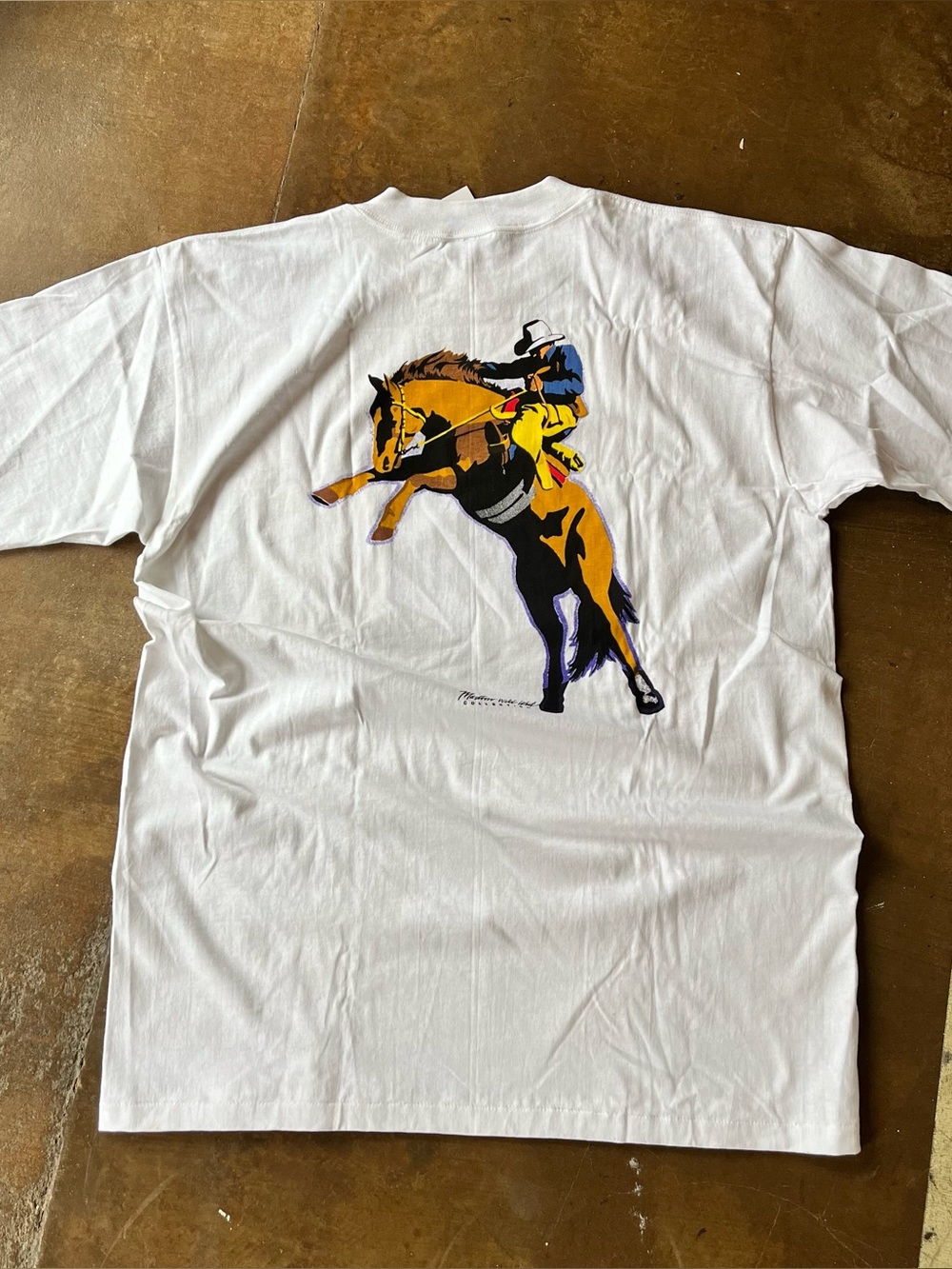 Vintage 90s Marlboro Wild West Double Sided Cowboy White T-Shirt Oneita XL